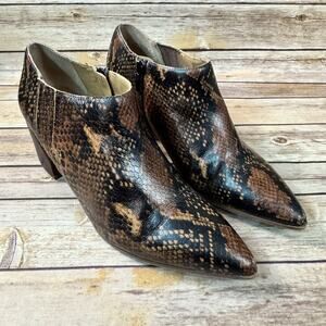 Franco Sarto Womens Brown Reptile Pointed Toe Snakeskin Takoma Ankle Boots 9.5M